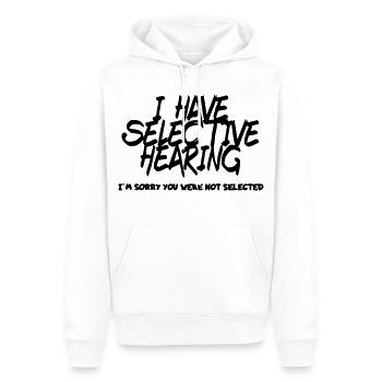 Ich habe ein selektives Gehör. Humor # - Männer Premium Bio Hoodie - Weiß - Vorne - Nico (187cm)