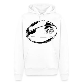 Croquis de ballon de rugby - Sweat à capuche Premium bio Homme - blanc - Devant - Nico (187cm)