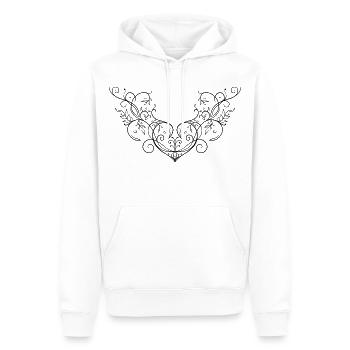 Coeur Feuilles Ornement Tatouage S’épanouir - Sweat à capuche Premium bio Homme - blanc - Devant - Nico (187cm)