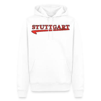 Stuttgart Schriftzug mit rotem Unterstrich - Männer Premium Bio Hoodie - Weiß - Vorne - Nico (187cm)