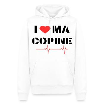 Déclaration d'amour à ma copine - Sweat à capuche Premium bio Homme - blanc - Devant - Nico (187cm)