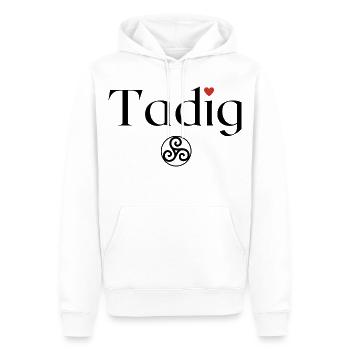 Tadig Triskell Fête des pères Breton - Sweat à capuche Premium bio Homme - blanc - Devant - Nico (187cm)