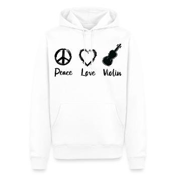 Paix Amour Violon - Sweat à capuche Premium bio Homme - blanc - Devant - Nico (187cm)