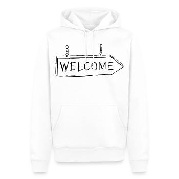 Welcome - Männer Premium Bio Hoodie - Weiß - Vorne - Nico (187cm)