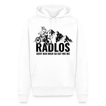 Mountainbike Radlos sieht man mich so gut wie nie  - Männer Premium Bio Hoodie - Weiß - Vorne - Nico (187cm)