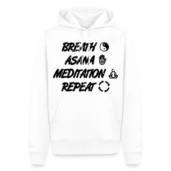 Yoga Motivation - Männer Premium Bio Hoodie - Weiß - Vorne - Nico (187cm)