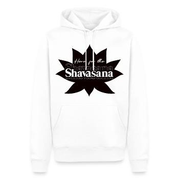 Here for the Shavasana – Yoga Humor Design - Männer Premium Bio Hoodie - Weiß - Vorne - Nico (187cm)