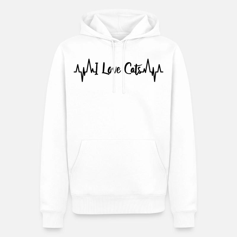 J’aime les chats, les palpitations cardiaques - Sweat à capuche Premium bio Homme - blanc