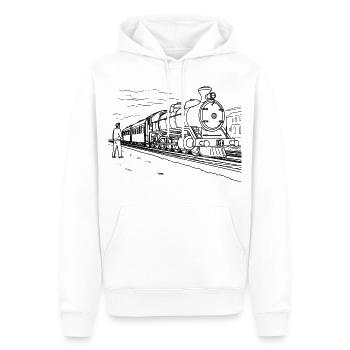 Croquis d’amant de train - Sweat à capuche Premium bio Homme - blanc - Devant - Nico (187cm)