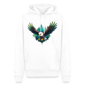 Adler jagt im Wald - Männer Premium Bio Hoodie - Weiß - Vorne - Nico (187cm)
