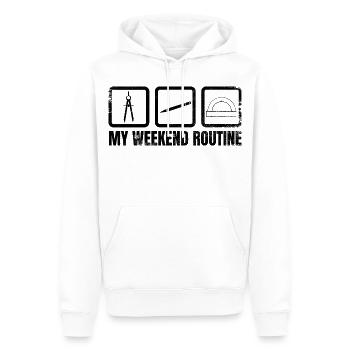 Meine Wochenendroutine - Männer Premium Bio Hoodie - Weiß - Vorne - Nico (187cm)