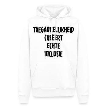 Barrierefreiheit schafft echte Inklusion # - Männer Premium Bio Hoodie - Weiß - Vorne - Nico (187cm)
