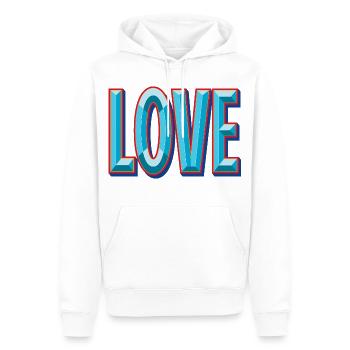 Découpe 3D LOVE - Sweat à capuche Premium bio Homme - blanc - Devant - Nico (187cm)