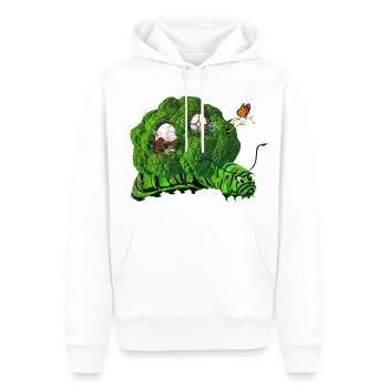 Lustige Raupe mit Kohlhaus Fenster Tür Baum - Männer Premium Bio Hoodie - Weiß - Vorne - Nico (187cm)