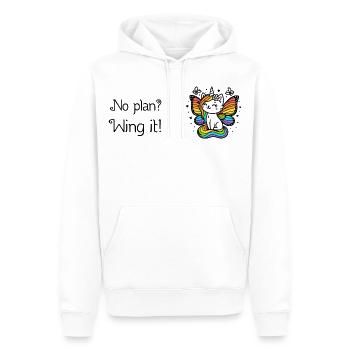 No plan? Wing it! Winged Unicorn Cat (colorful) - Men’s Premium Organic Hoodie - white - Front - Nico (187cm)