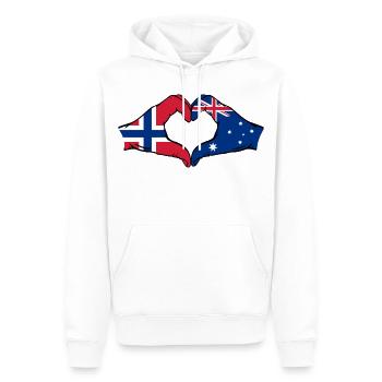 Norwegen Australien Flagge Herzform - Männer Premium Bio Hoodie - Weiß - Vorne - Nico (187cm)