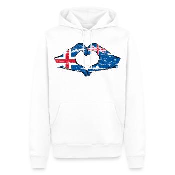Islande Australie Drapeau Coeur Utilisé - Sweat à capuche Premium bio Homme - blanc - Devant - Nico (187cm)