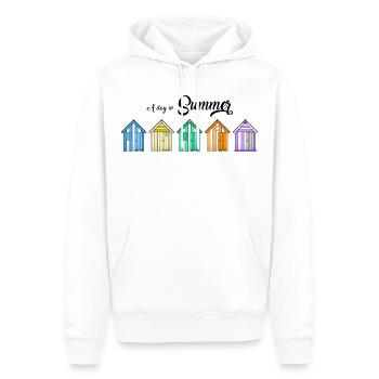 Strandhütten - Männer Premium Bio Hoodie - Weiß - Vorne - Nico (187cm)