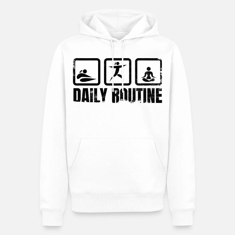 Routine quotidienne de Yogi - Sweat à capuche Premium bio Homme - blanc