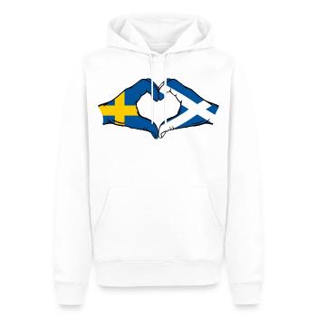 Suède Écosse Mains Coeur Forme - Sweat à capuche Premium bio Homme - blanc - Devant - Nico (187cm)