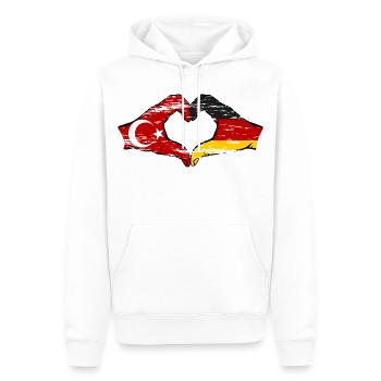 Turkey Germany Hands Heart Shape Used - Men’s Premium Organic Hoodie - white - Front - Nico (187cm)
