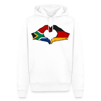 Afrique du Sud Allemagne Drapeau Mains Coeur Forme - Sweat à capuche Premium bio Homme - blanc - Devant - Nico (187cm)