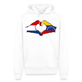 Drapeau Hollande Venezuela mains forme de coeur - Sweat à capuche Premium bio Homme - blanc - Devant - Nico (187cm)