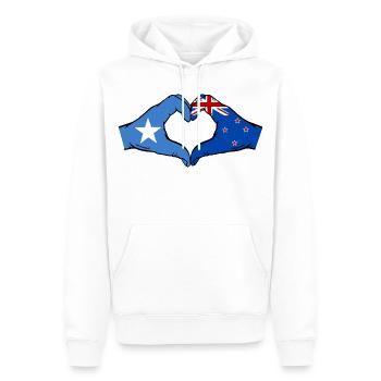 Drapeau de la Nouvelle-Zélande Mains Forme de cœur - Sweat à capuche Premium bio Homme - blanc - Devant - Nico (187cm)