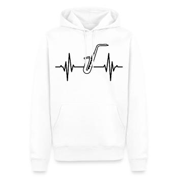 Saxophone ECG Heartline - Sweat à capuche Premium bio Homme - blanc - Devant - Nico (187cm)