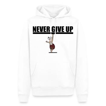 N’abandonnez jamais. Motivation - Sweat à capuche Premium bio Homme - blanc - Devant - Nico (187cm)