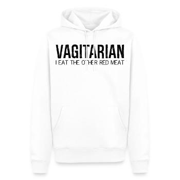 vagitarian I eat the other red meat funny shirt - Sweat à capuche Premium bio Homme - blanc - Devant - Nico (187cm)