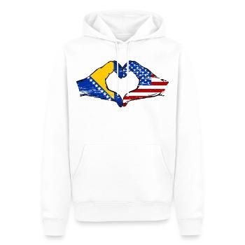 Bosnien USA Flagge Hände Herzform used - Männer Premium Bio Hoodie - Weiß - Vorne - Nico (187cm)