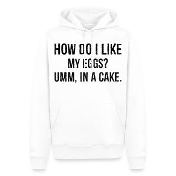 how do I like my eggs umm In a cake - Männer Premium Bio Hoodie - Weiß - Vorne - Nico (187cm)