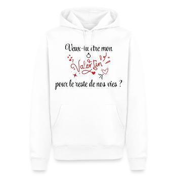 Demande en mariage, Saint-Valentin, Romantique - Sweat à capuche Premium bio Homme - blanc - Devant - Nico (187cm)