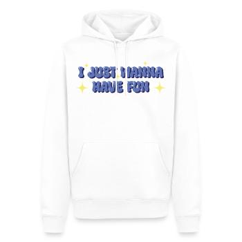 Je veux juste m’amuser – Déclaration ludique - Sweat à capuche Premium bio Homme - blanc - Devant - Nico (187cm)