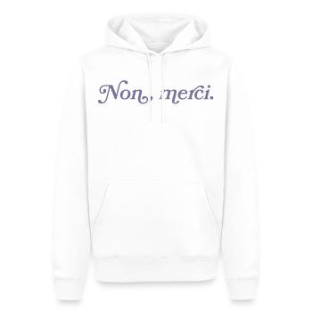 Non, merci – French Minimalism - Men’s Premium Organic Hoodie - white - Front - Nico (187cm)