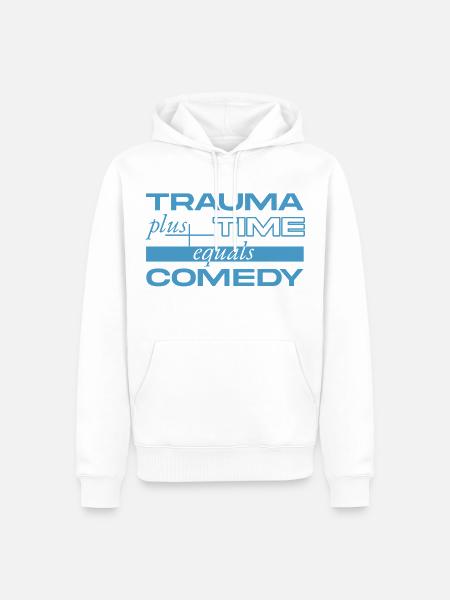 Trauma + Time = Comedy - Men’s Premium Organic Hoodie - white
