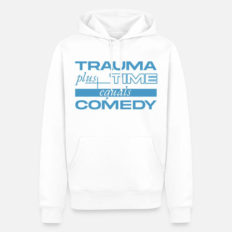 Trauma + Zeit = Comedy - Männer Premium Bio Hoodie - Weiß