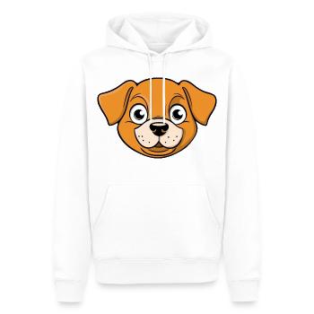 Muntert billede af en hunds hoved - Herre Premium økologisk hoodie - hvid - Foran - Nico (187cm)