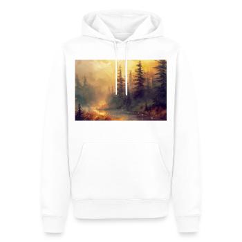 Waldlandschaft Illustration Poster - Männer Premium Bio Hoodie - Weiß - Vorne - Nico (187cm)