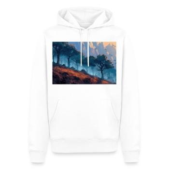 Waldlandschaft Illustration Poster - Männer Premium Bio Hoodie - Weiß - Vorne - Nico (187cm)