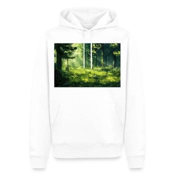 Waldlandschaft Illustration Poster - Männer Premium Bio Hoodie - Weiß - Vorne - Nico (187cm)