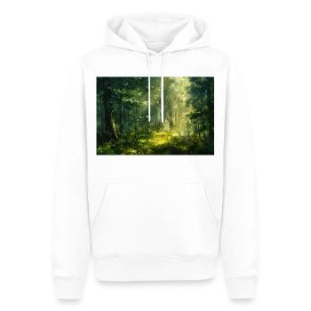 Waldlandschaft Illustration Poster - Männer Premium Bio Hoodie - Weiß - Vorne - Nico (187cm)