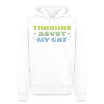 Penser à mon chat - Sweat à capuche Premium bio Homme - blanc - Devant - Nico (187cm)