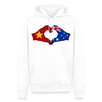 Vietnam Australie Drapeau Mains Coeur Forme - Sweat à capuche Premium bio Homme - blanc - Devant - Nico (187cm)