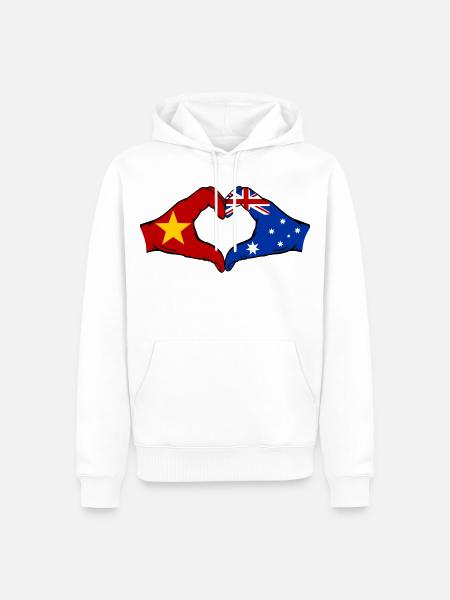 Vietnam Australien Flagge Hände Herzform - Männer Premium Bio Hoodie - Weiß