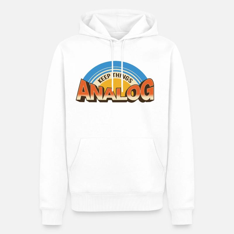 Keep Things Analog – Retro Tech-Statement - Männer Premium Bio Hoodie - Weiß