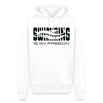 Schwimmen ist meine Leidenschaft - Männer Premium Bio Hoodie - Weiß - Vorne - Nico (187cm)