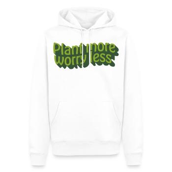 Planter plus, s’inquiéter moins – Dire design - Sweat à capuche Premium bio Homme - blanc - Devant - Nico (187cm)