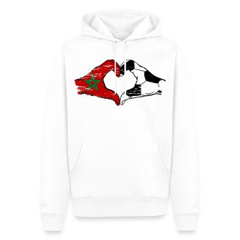 Drapeau de football du Maroc mains forme de coeur utilisé - Sweat à capuche Premium bio Homme - blanc - Devant - Nico (187cm)